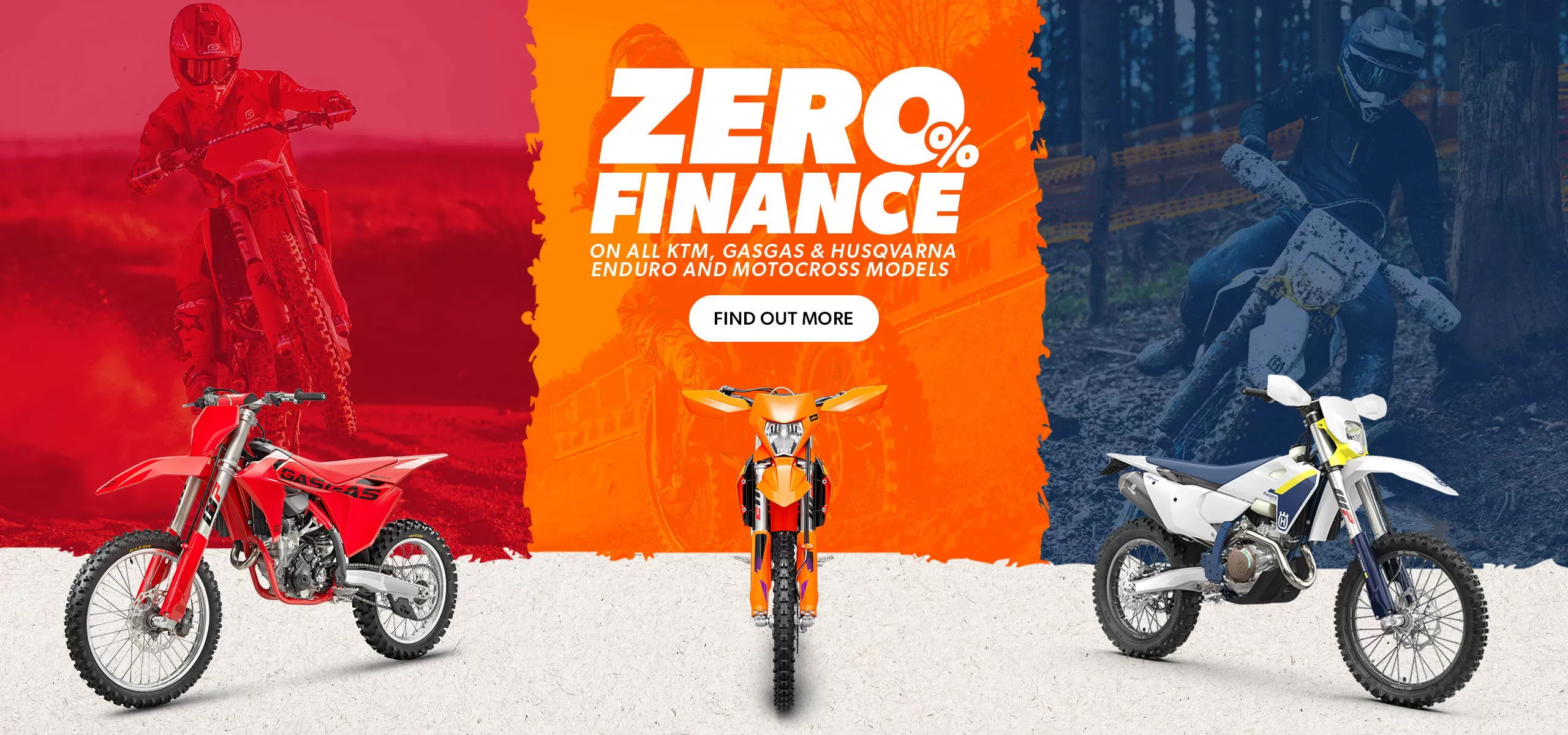 0% Finance available on all KTM, GasGas & Husqvarna Enduro and Motocross models